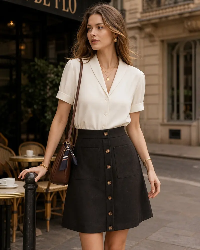 Brown Pocket High Waisted Skirt