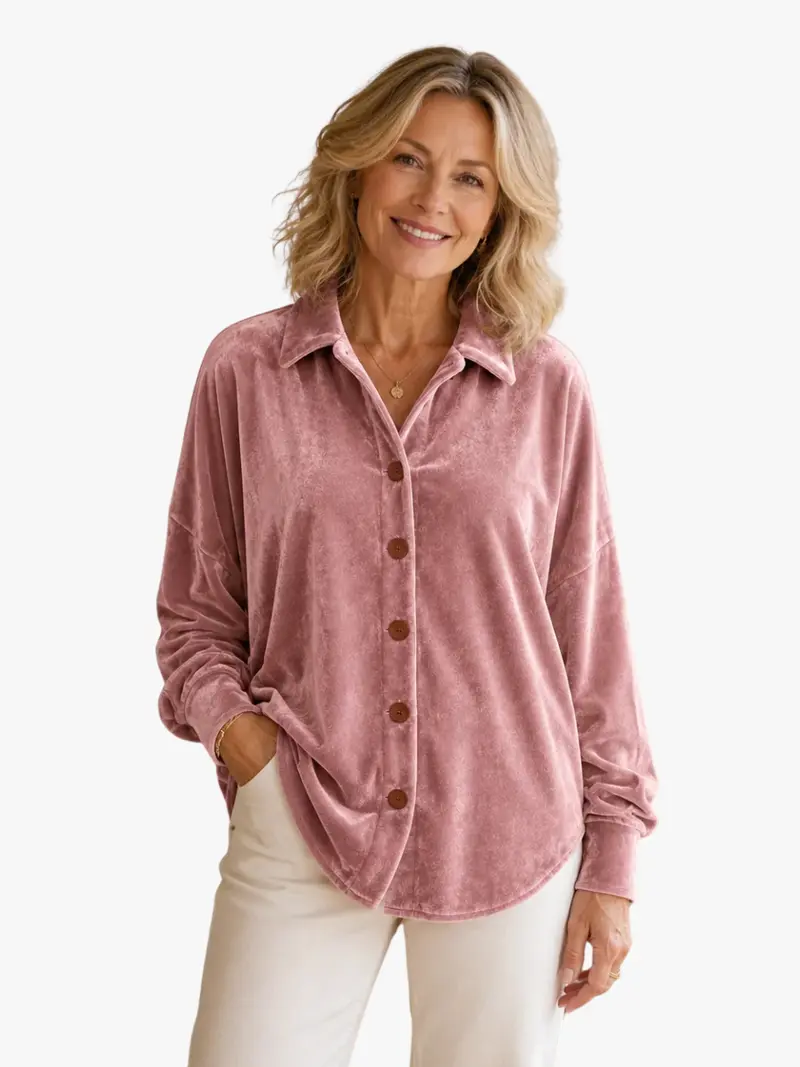 BUTTONED LONG-SLEEVE TOP FOR WOMEN