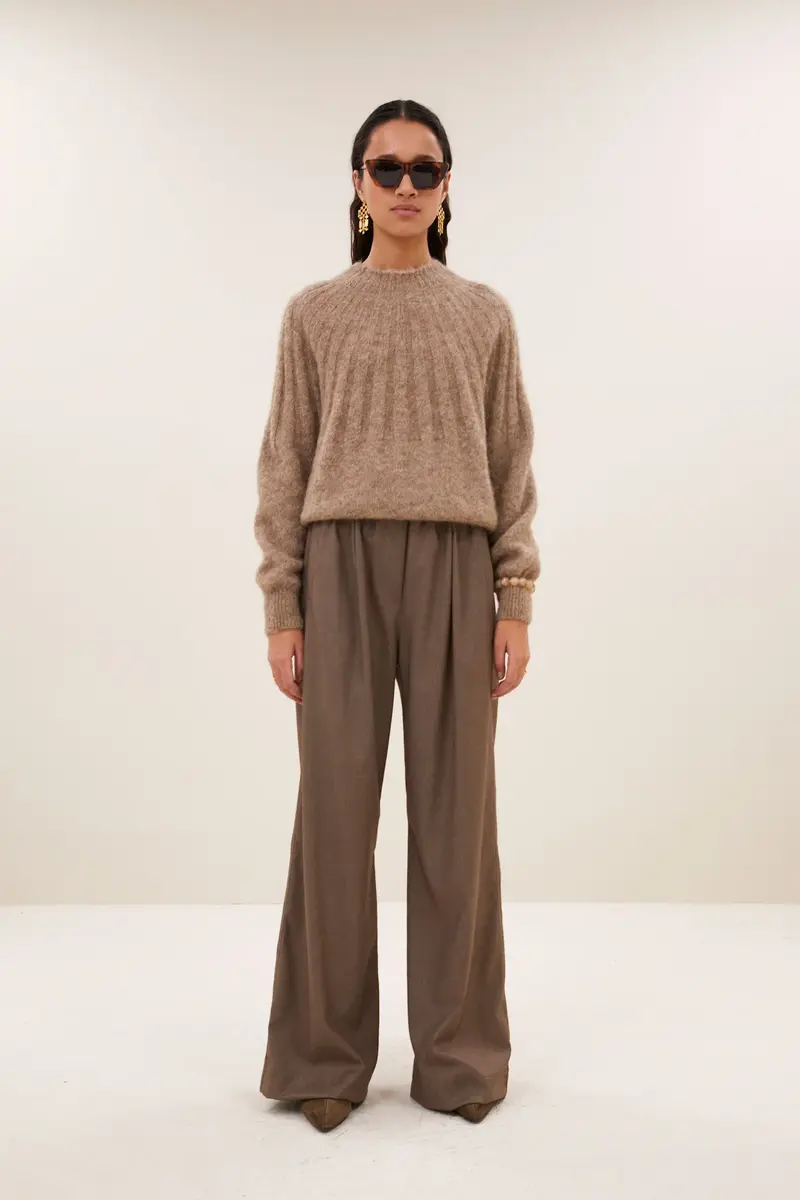 By-Bar benji melange pants biscuit melee