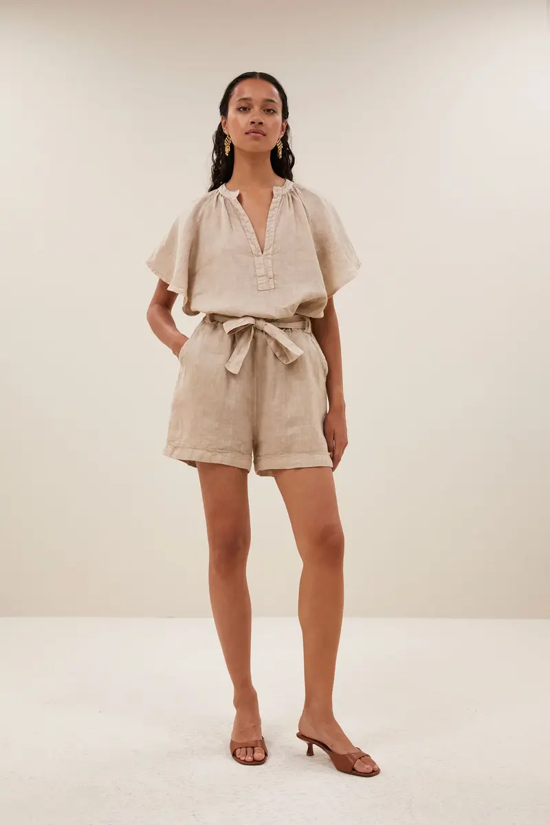 By-Bar June linen shorts biscuit