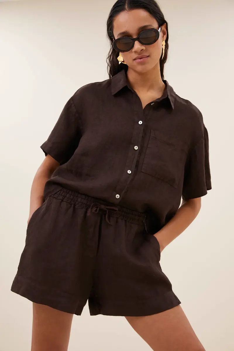 By-Bar mara linen blouse espresso