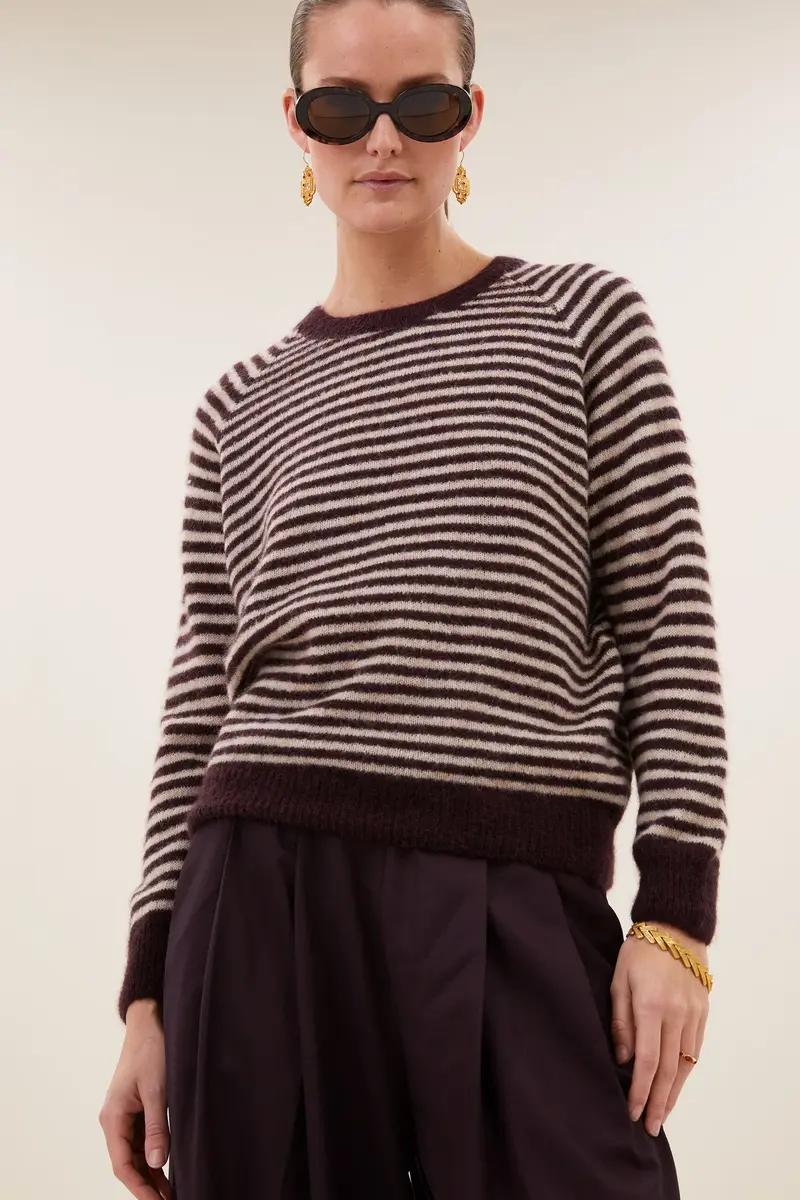 By-Bar sally stripe pullover burgundy crush stripe