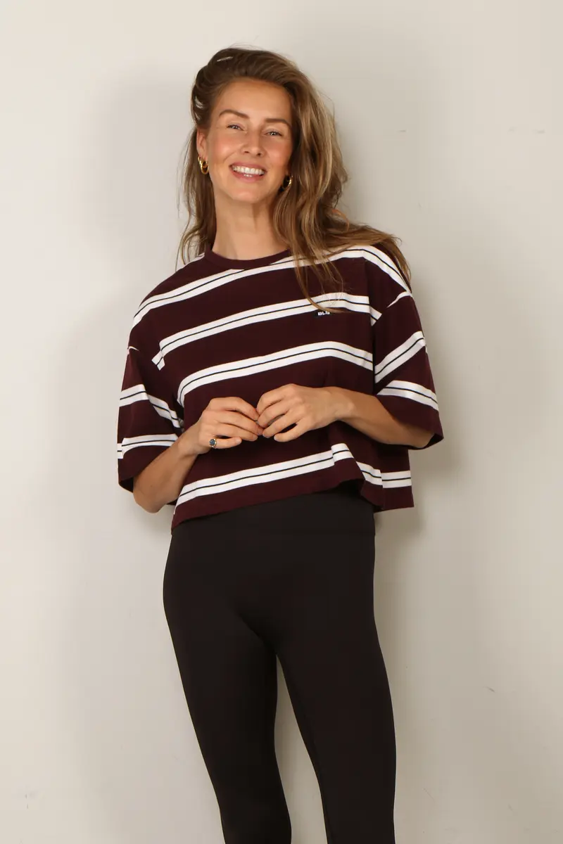 BYLOTTE Studios - T-Shirt - Olsen Tee - Bordeaux / White / Navy