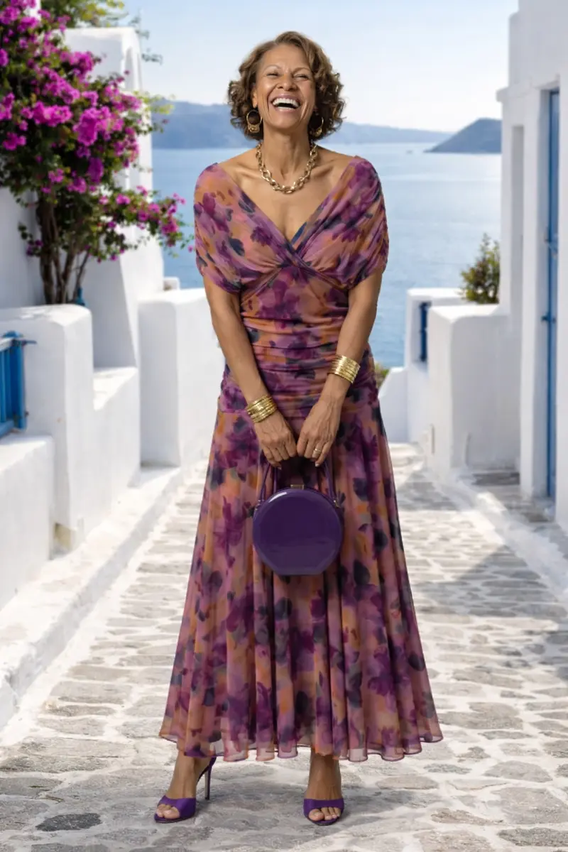 Calen Off Shoulder Flow Midi Dress