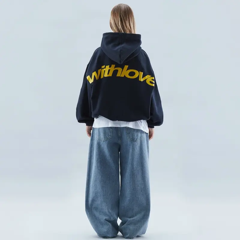 Carlena | Bluza damska oversize z nadrukiem "Withlove” z kapturem