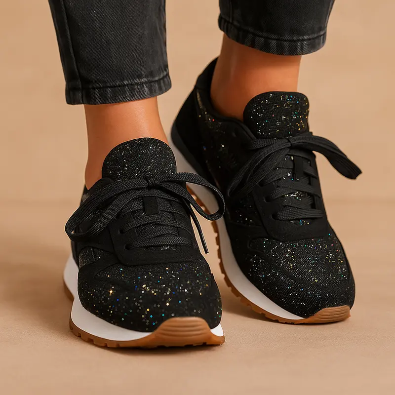 Carlena | Brokatowe sneakersy damskie z cekinami | Emilia