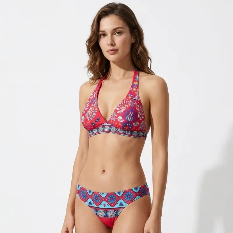 Carlena | Damskie Bikini Boho z Kwiatowym i Geometrycznym Wzore