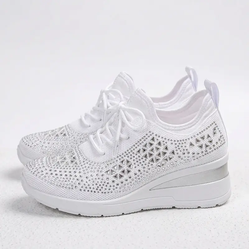 Carlena | Damskie Sneakersy Ortopedyczne BONNIE z Cyrkoniami i Oddychającą Cholewką