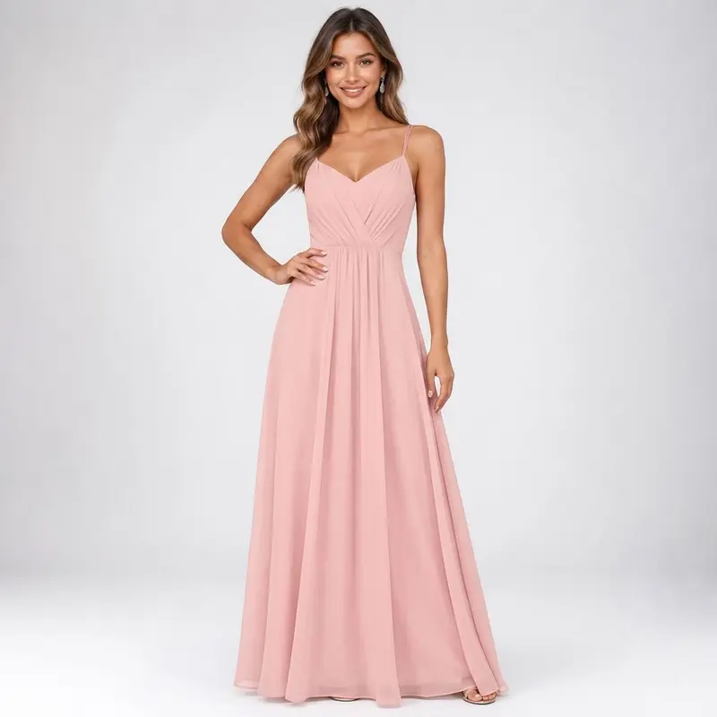 Carlena | Elegancka Sukienka Maxi z Dekoltem Serce i Cienkimi Ramiączkami
