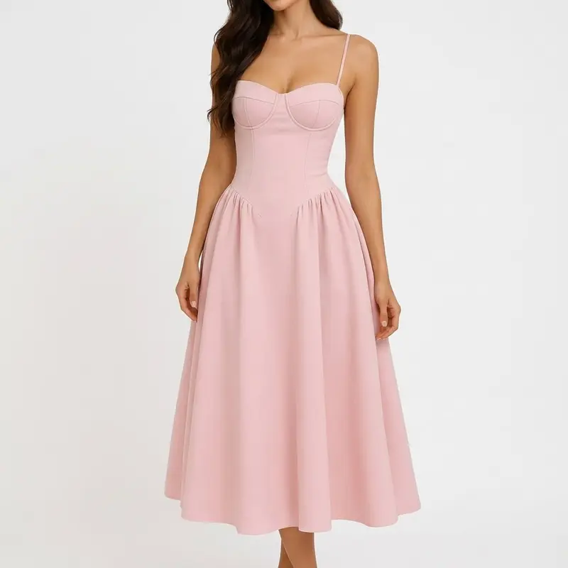 Carlena | Elegancka Sukienka Midi z Gorsetem