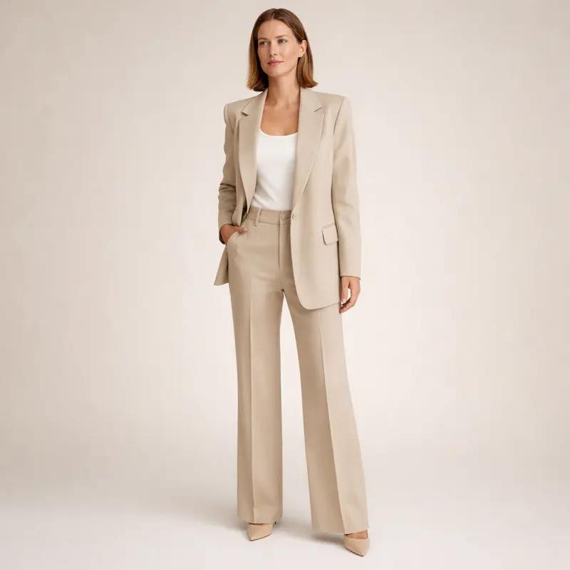 Carlena | Elegancki damski garnitur premium z rozszerzanymi spodniami