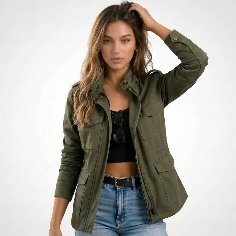 Carlena | Lekka Kurtka na Zamek w Stylu Casual