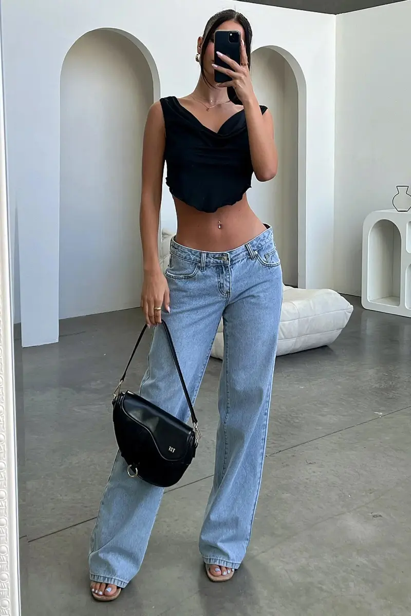 Carlena | Niskie baggy jeansy damskie | Xenia