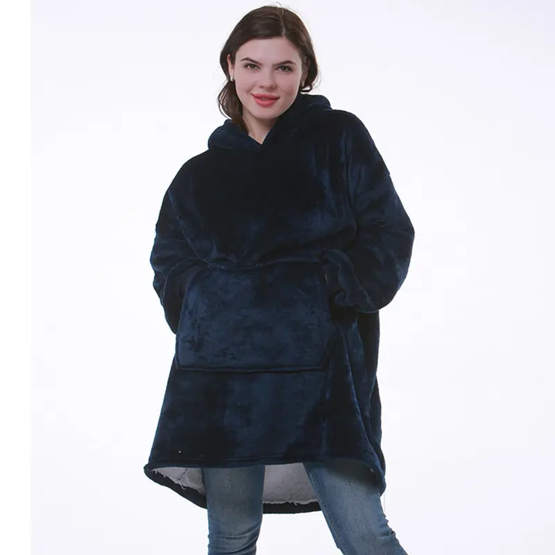 Carlena | Oversize bluza koc premium z kapturem i miękkim sherpa