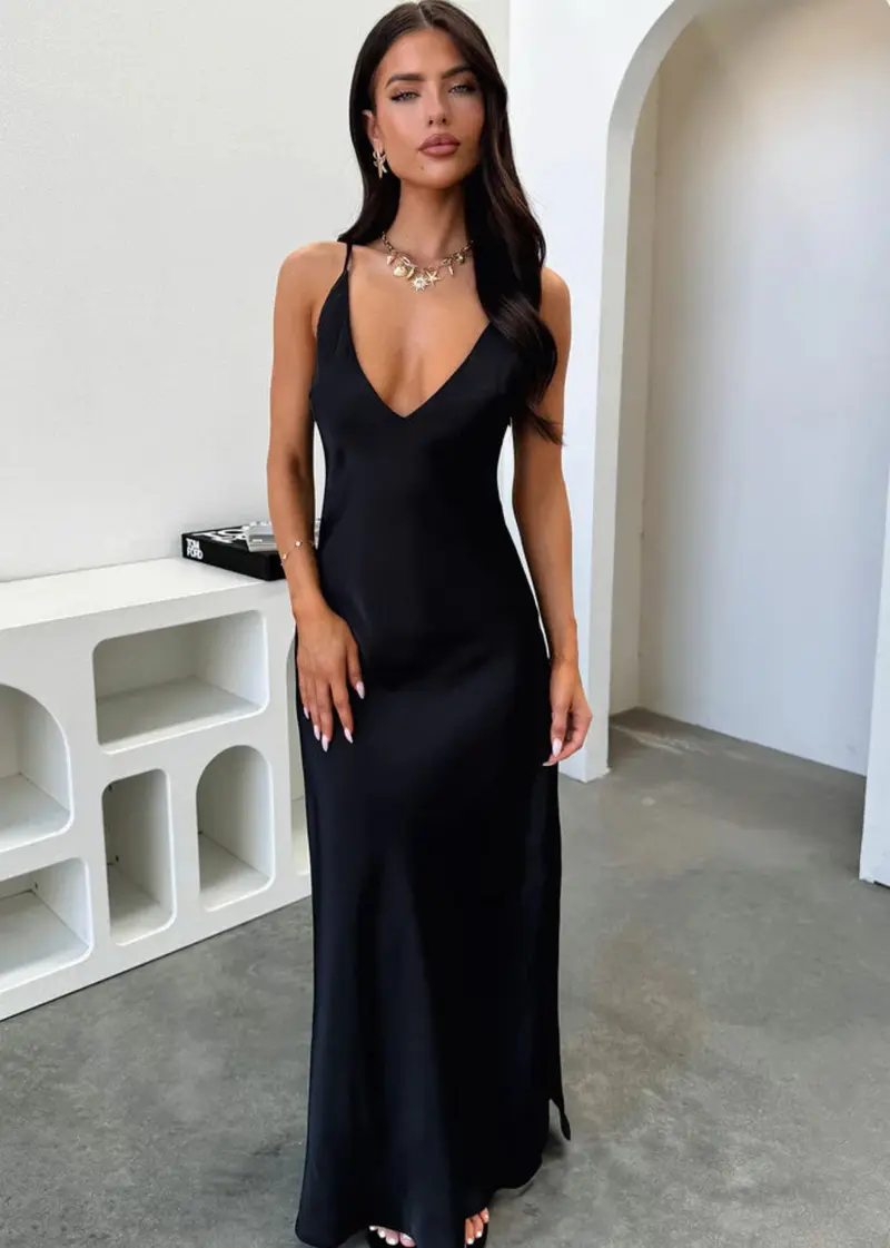 Cavero Halter V-Neck Maxi Dres