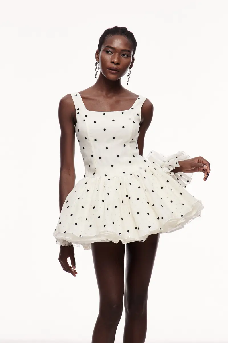 Cece Dot Puffy Mini Dress