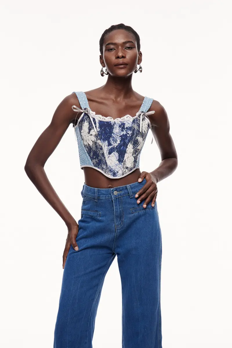 Celyn Print Sequin Corset Top