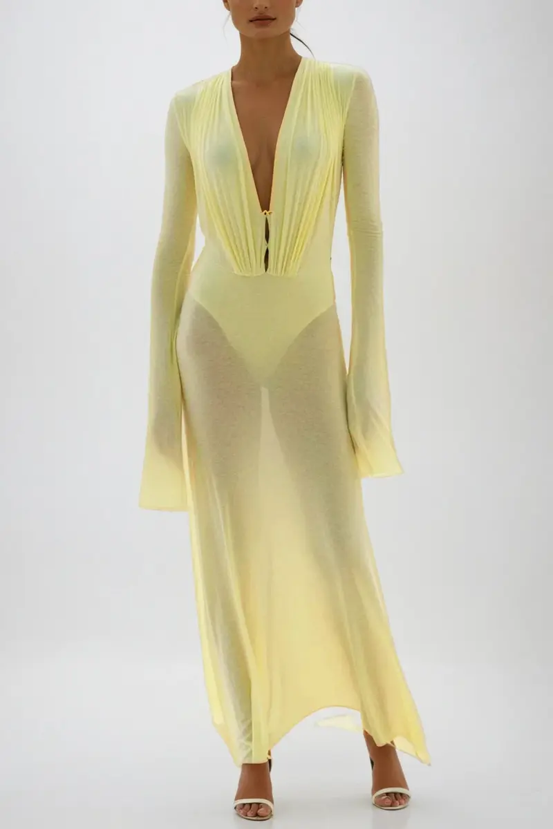 Cerys Plunge Ruch Maxi Dress