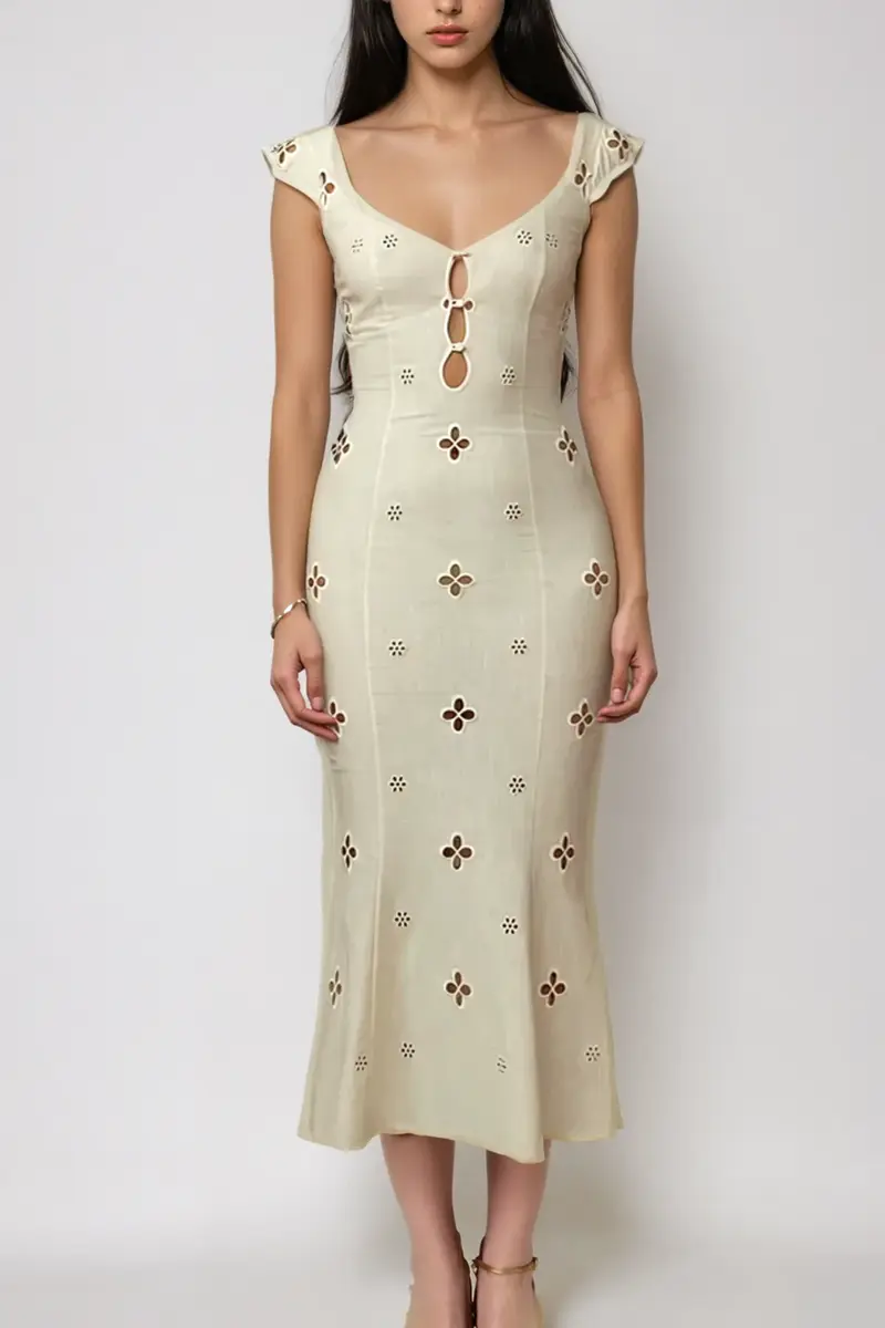 Chelsie Flower Cutout Midi Dress