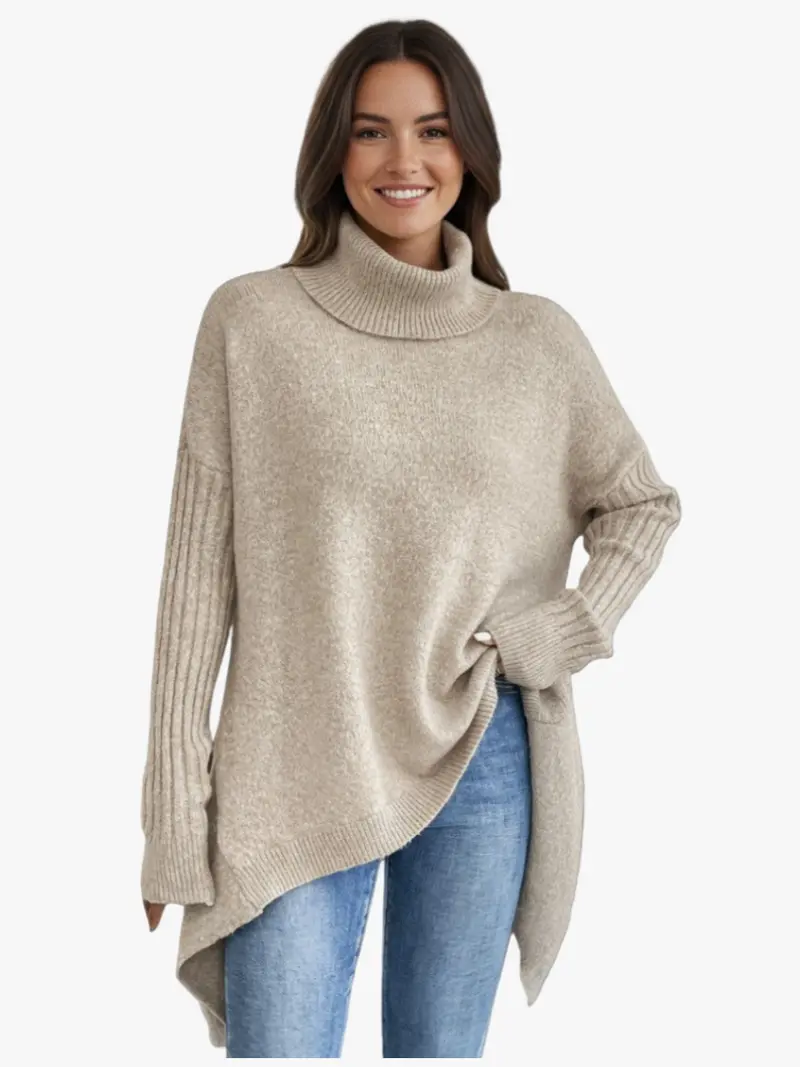 CHIC RELAXED TURTLENECK SWEATER FOR WOMEN