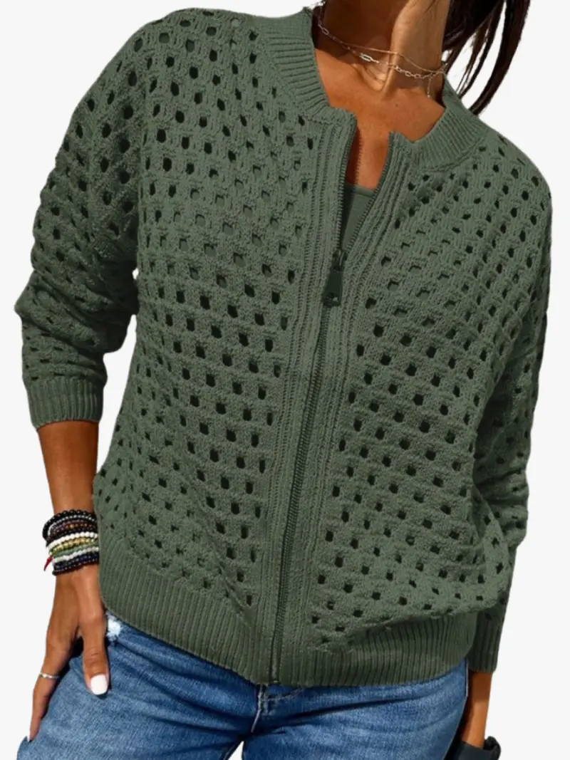 CHIC ZIP CARDIGAN FOR WOMEN