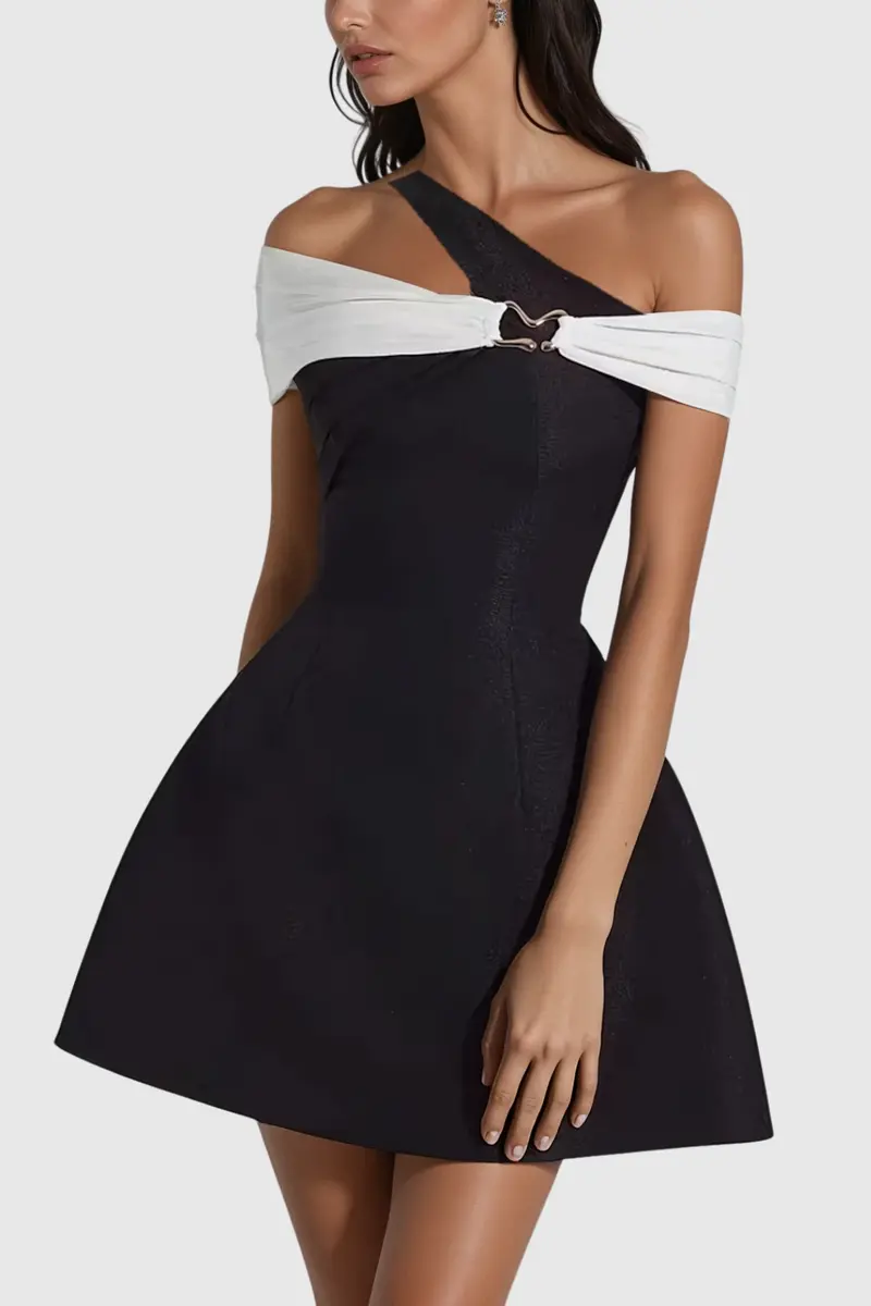 Chidiebere Asymmetric Off Shoulder Mini Dress