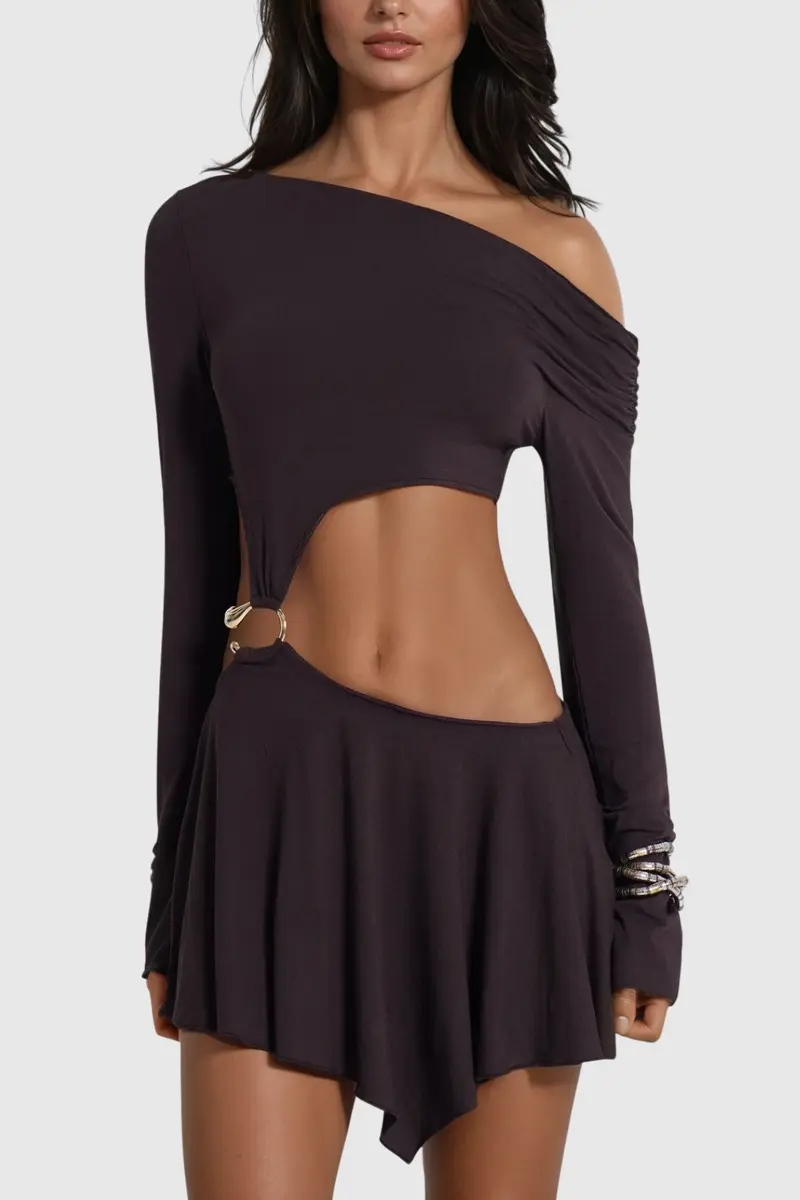 Chinyere Cutout Asymmetric Ruffle Skirt Set
