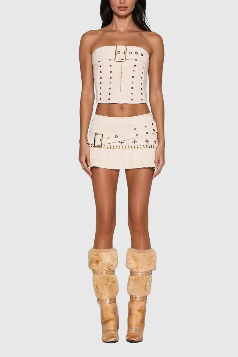 Ciannait Embellished Buckle Skirt Set