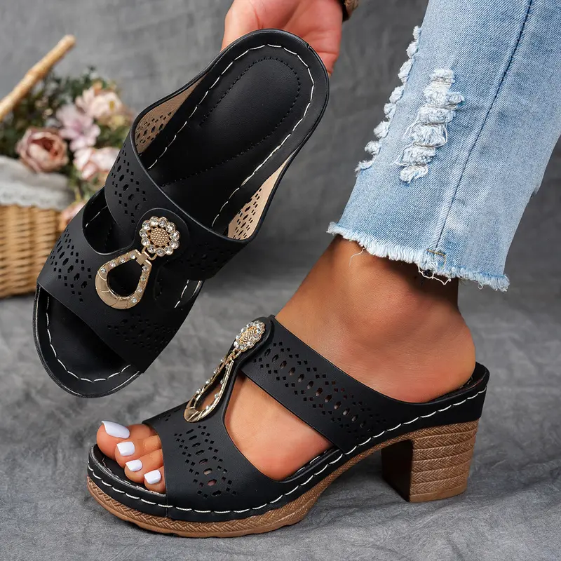 Clarisse™ Orthopedic Sandals with Rhinestone Heel