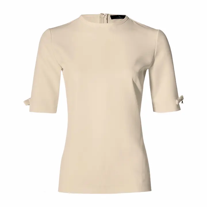 - CLEAN TEE WITH BOWS - sand