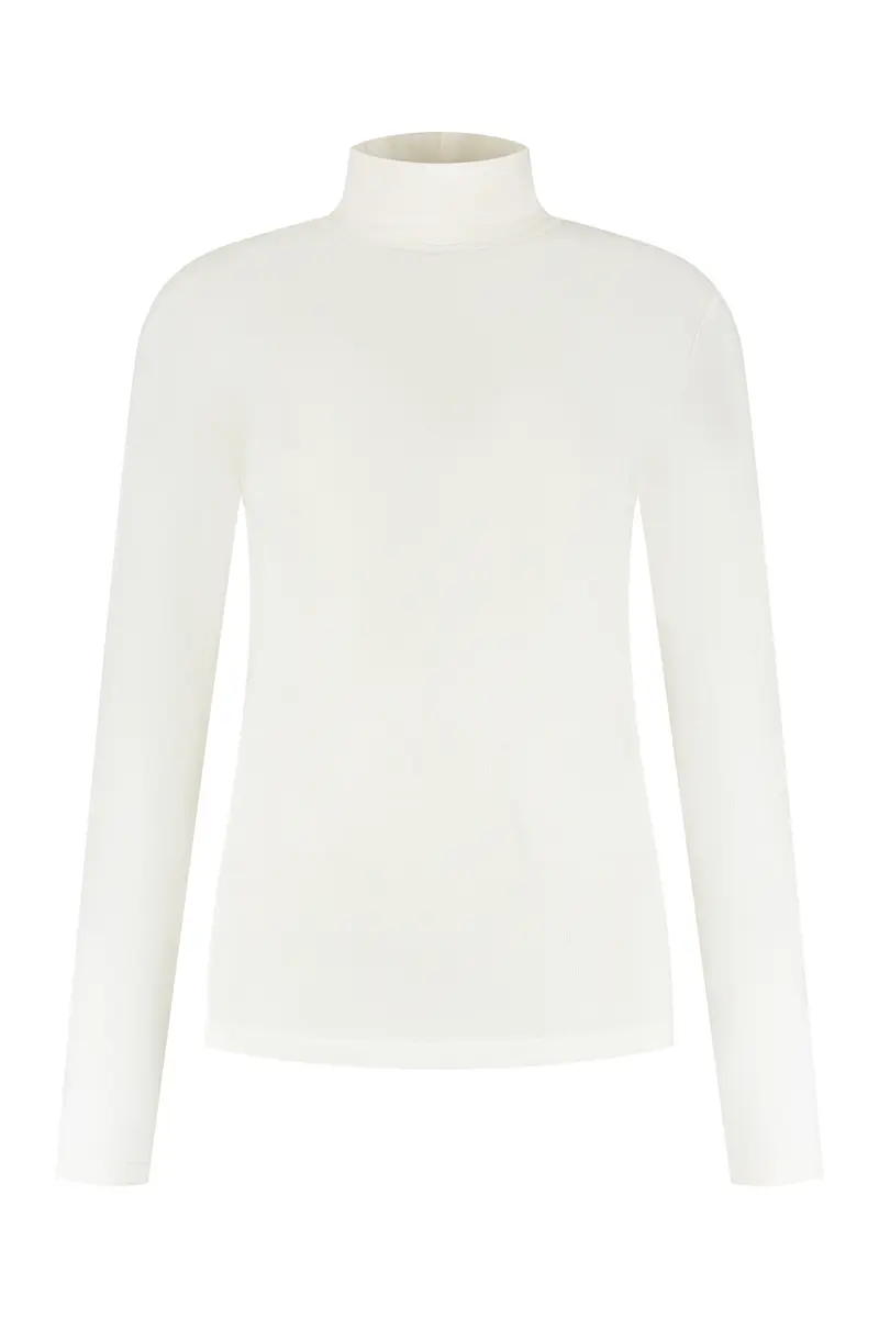 Clemence jersey t-shirt met col, Ecru