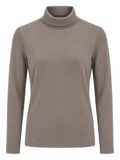 Clemence jersey t-shirt met col, taupe ( wood)