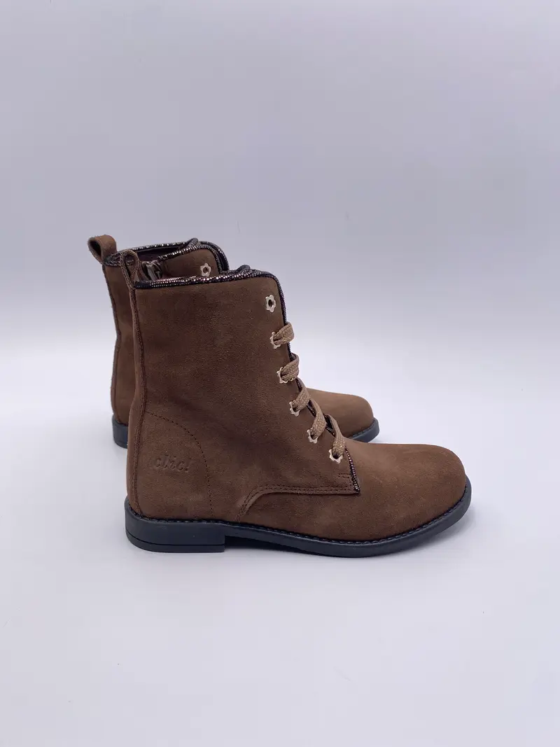 Clic! Veter boots bruin glitter veter