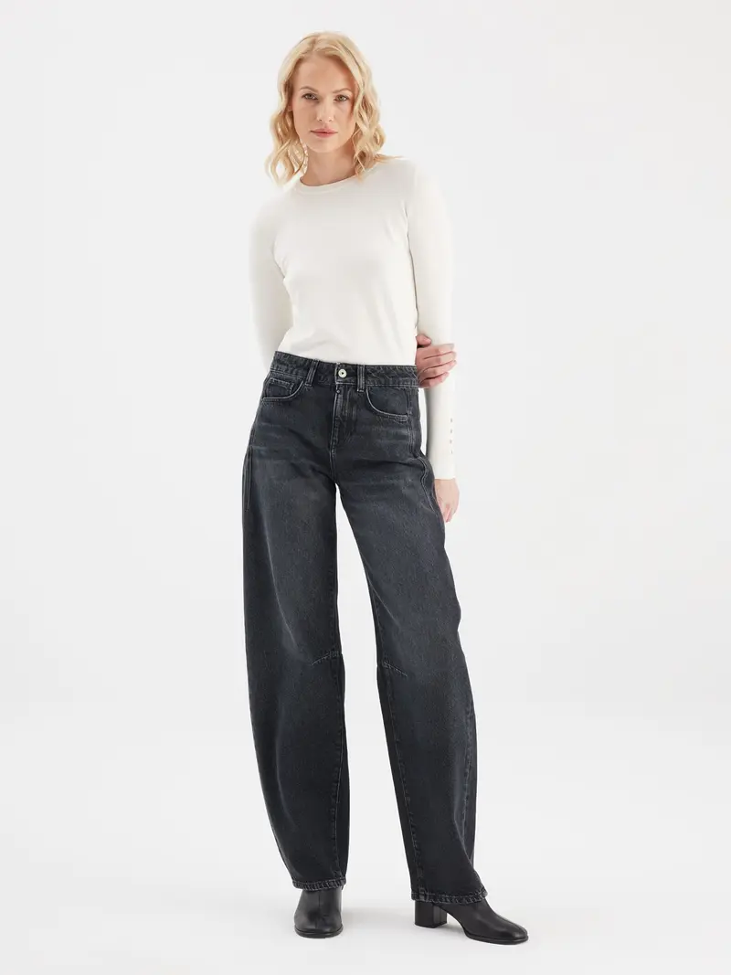 COJ jeans barrel fit model Clara black vintage lengte 30 balloon mid waist