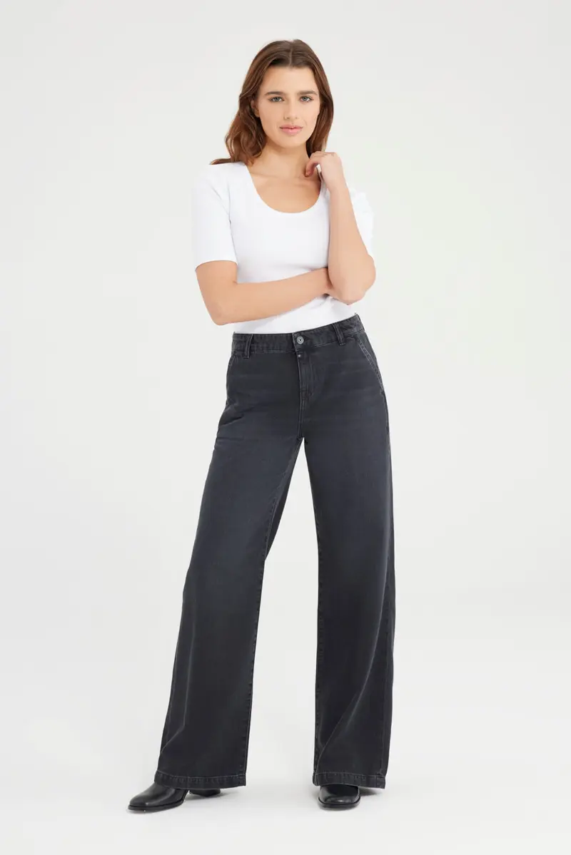 COJ jeans black vintage wide leg Maxine zwart lengte 30 midwaist