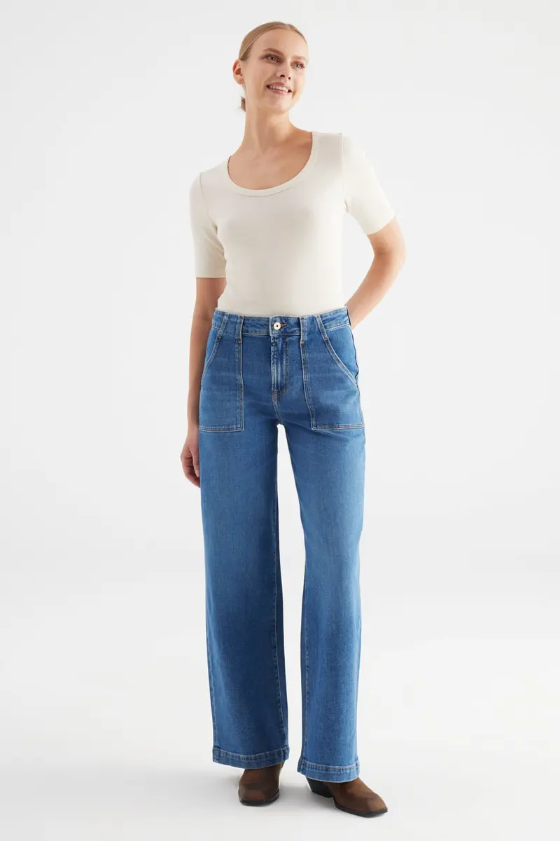 COJ jeans blauw Lulu fit wijd model medium blue lengte 30