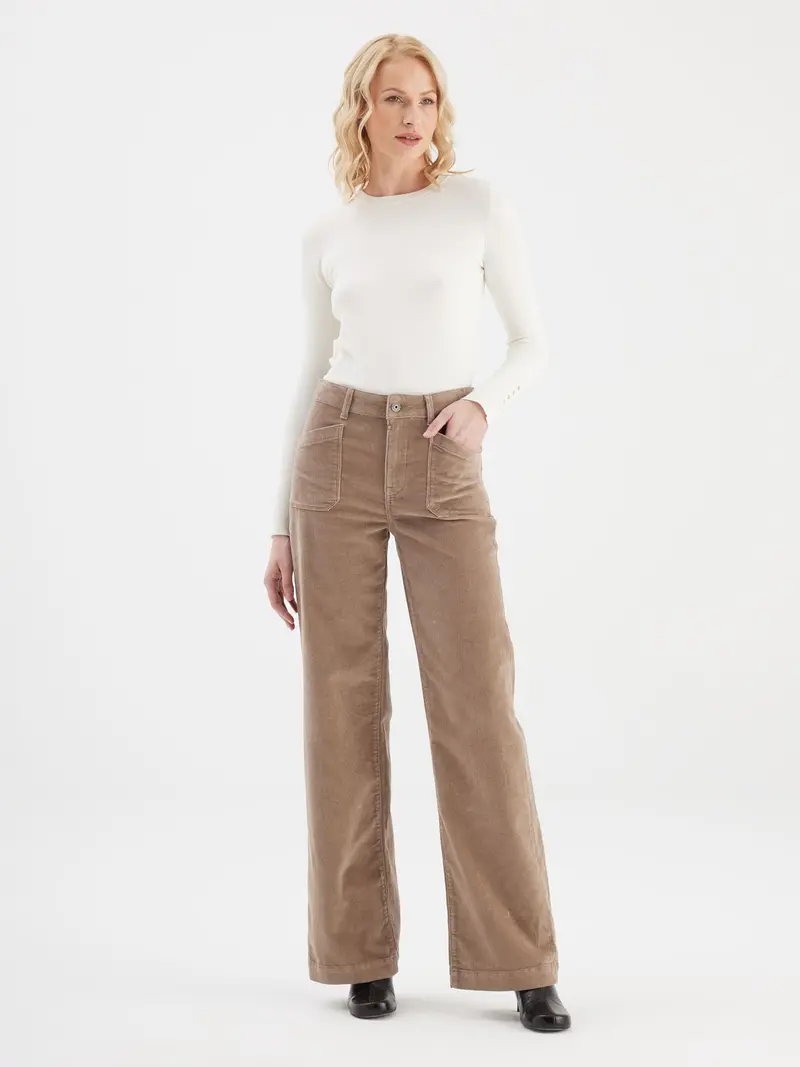 COJ rib broek taupe Mira Cord Caribou lengte 30
