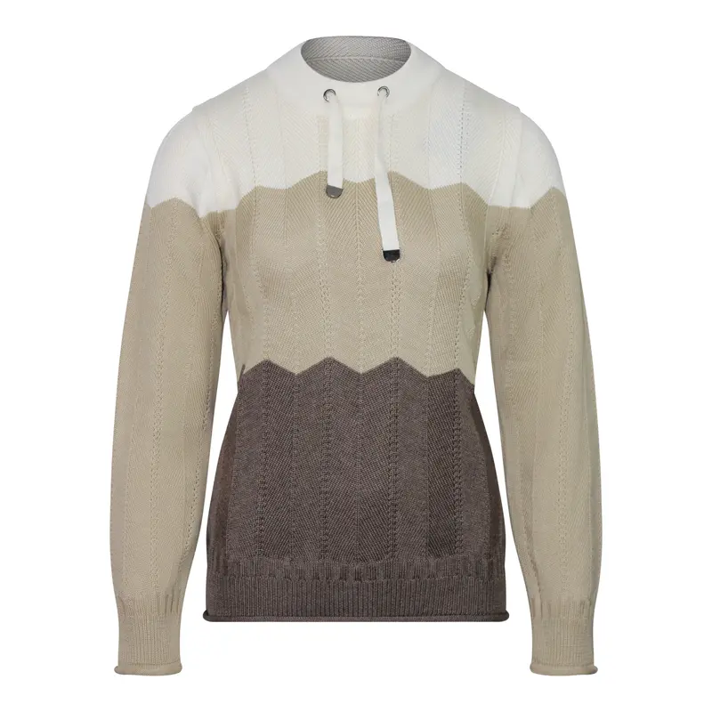 Colorblock Trui Crème Beige Bruin