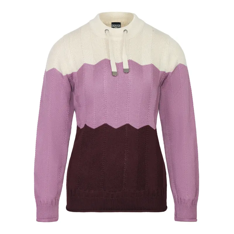 Colorblock Trui Crème Lila Burgundy
