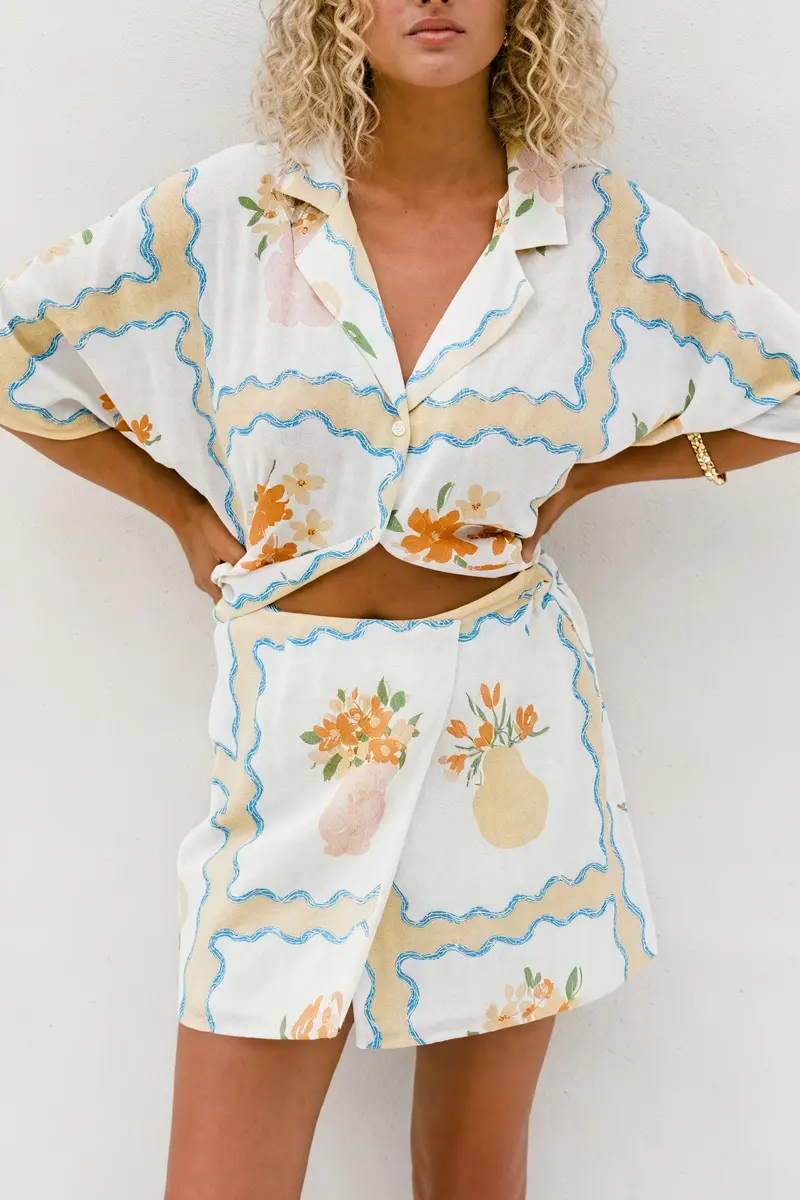 Completo Camicia e Shorts con Stampa Floreale