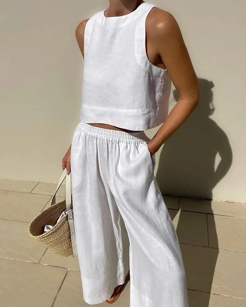 Completo Top Corto e Pantaloni Ampi