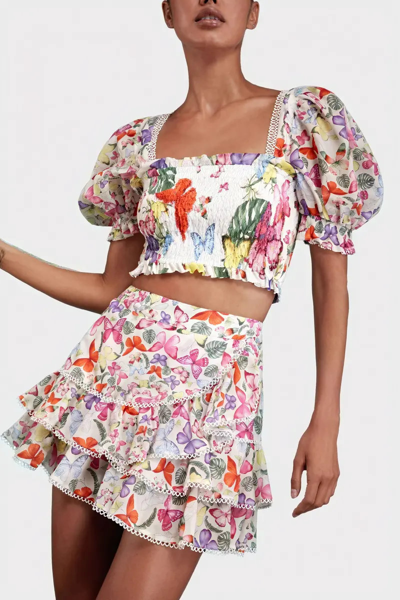 Completo Top e Gonna con Stampa Floreale