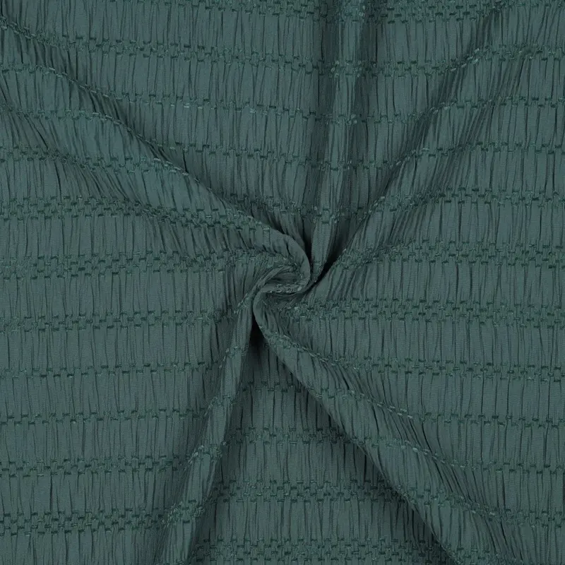 Coupon 155 CM - Chenille Jacquard Stof Sage Groen