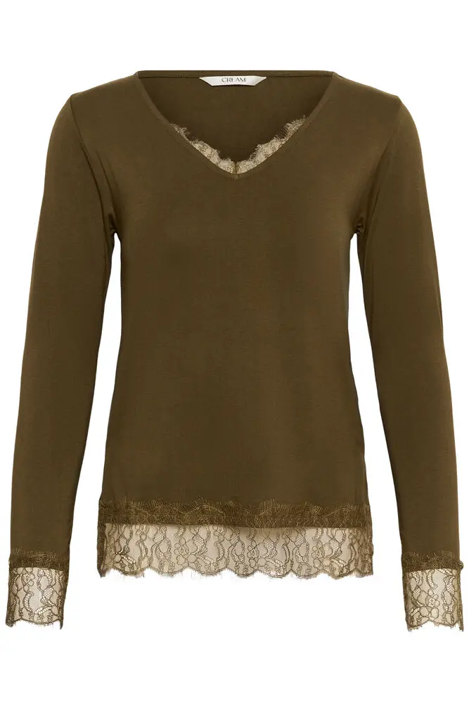 Cream Alvaia kant t-shirt