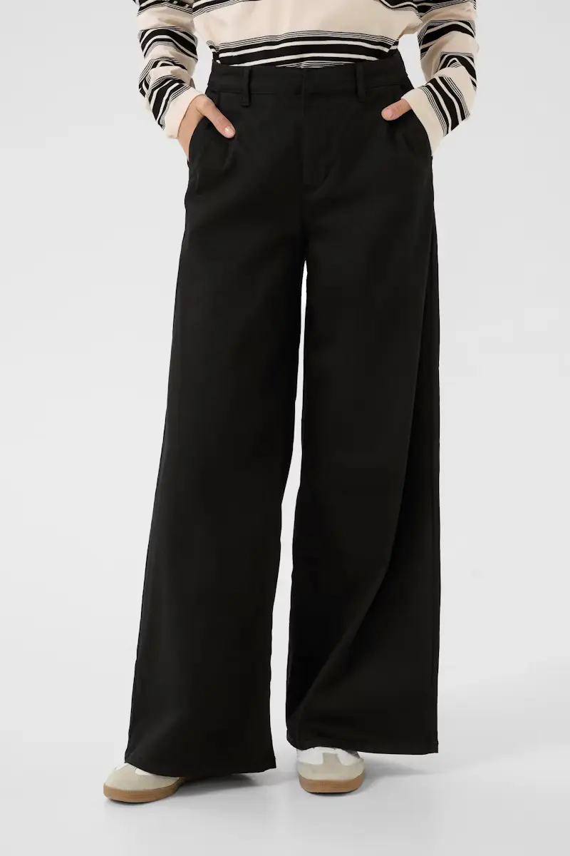 Cream broek zwart wide leg CRvisti Colored denim Pant pitch black 100120