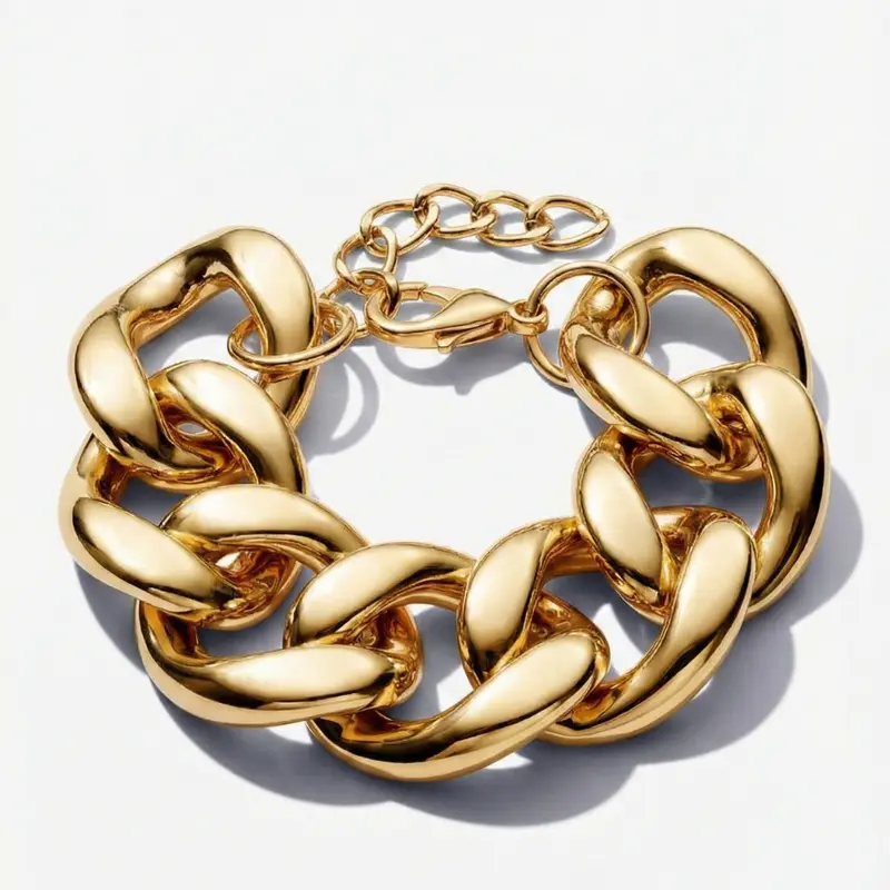 Damen Breites Gliederarmband in Goldoptik mit Karabinerverschluss | Shop Nory