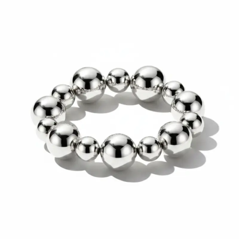 Damen Elastisches Kugelarmband in Polierter Silberoptik | Shop Nory