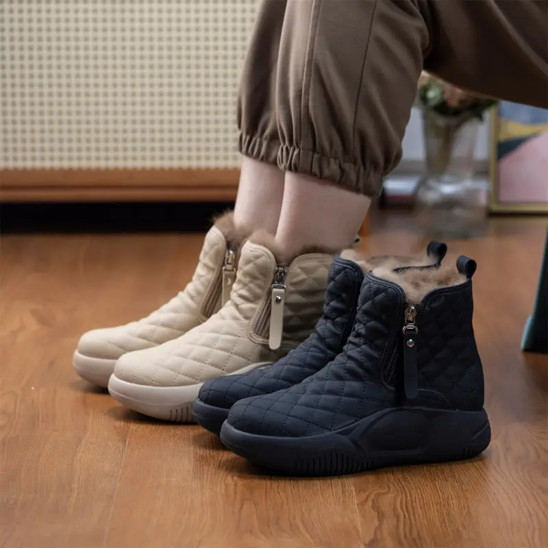 Damen Gemütliche Warme Winterstiefel mit Dicker Sohle
