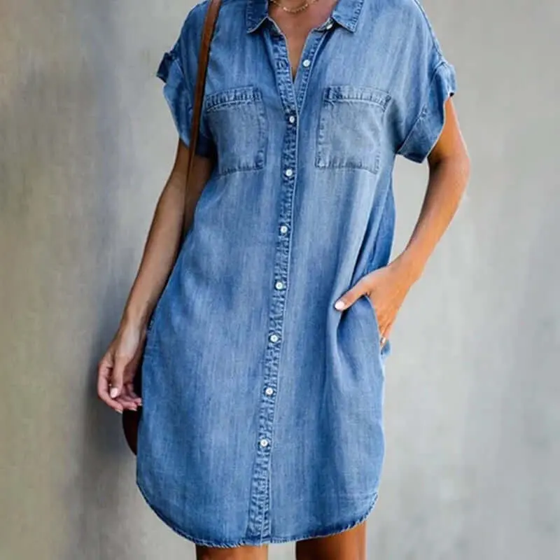 Damen Jeanskleid Elegant Für Den Alltag