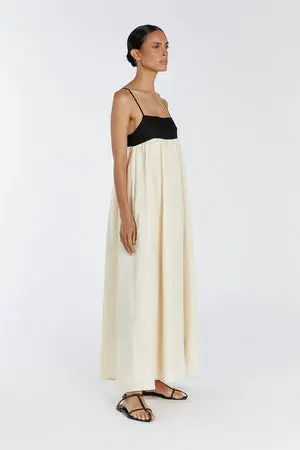 Damen Maxikleid Aus Leinen Mit Eckigem Ausschnitt